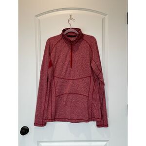 Dover Saddlery 1/4 Zip Brushed Heathered Red Sun Shirt Size Large